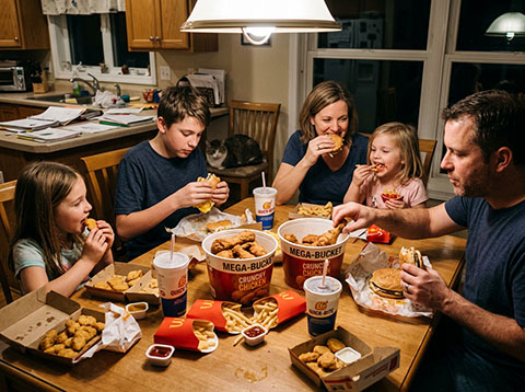 fast food at the dinner table